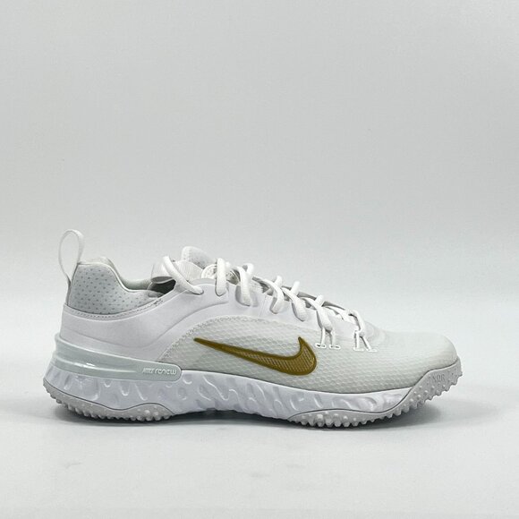Nike Huarache 9 Elite TF Lax \'White Gold\' FN0310-100 Lacrosse size 9.5